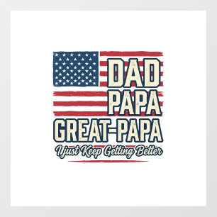 Autocollant Pour Fenêtre Papa Super-Papa Patriotique Vintage T-shirt de Fam