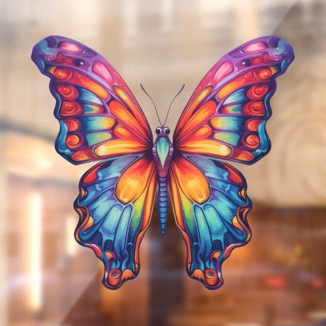 Autocollant Pour Fenêtre Papillon Bleu Orange ailes (Feuille 2)
