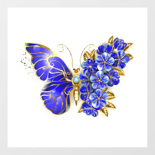 Autocollant Pour Fenêtre Papillon saphir à fleurs