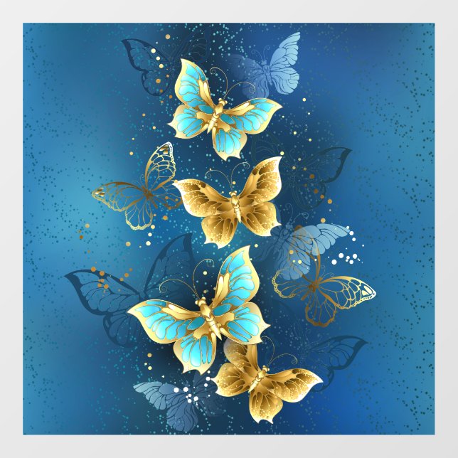 Autocollant Pour Fenêtre Papillons d'or (Feuille)