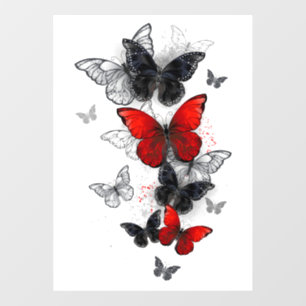 Autocollant Pour Fenêtre Papillons noirs et rouges volants