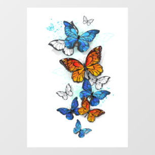 Autocollant Pour Fenêtre Papillons volants Morpho et Monarch