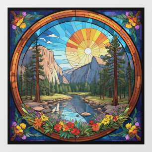 Autocollant Pour Fenêtre Parc national du Yosemite Faux Tissu Verre Mosaïqu