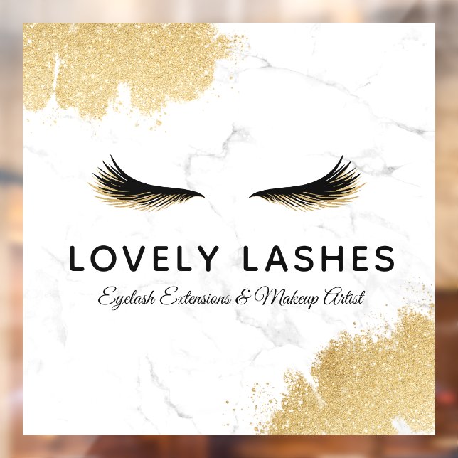 Autocollant Pour Fenêtre Parties scintillant de luxe noir & or Eyelash Logo (Feuille 2)