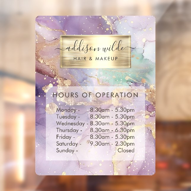 Autocollant Pour Fenêtre Parties scintillant Lilac Aquarelle Faux Gold Heur (Feuille 2)