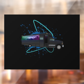 Autocollant Pour Fenêtre Party Bus Time Neon Nightlife Window Decal