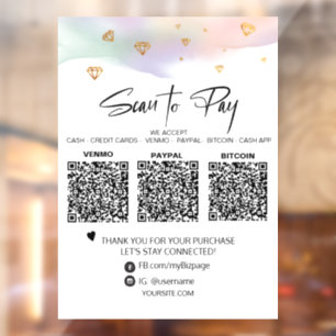 Autocollant Pour Fenêtre *~* Pastel QR 3 PAIEMENT Iamond Analyser pour paye