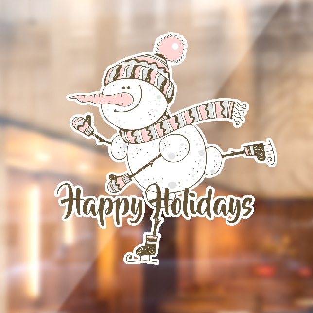 Autocollant Pour Fenêtre Patinage sur glace Whimsical Snowmen Personnalisab (Feuille 2)