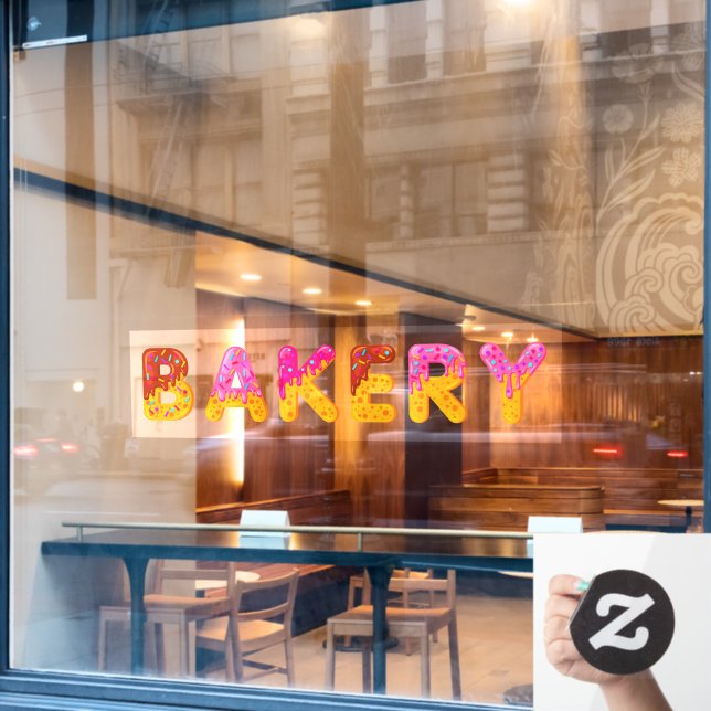 Autocollant Pour Fenêtre Pâtisserie Donut Dessin Animé Biscuit Glaçage Pail (Fenêtre de café)