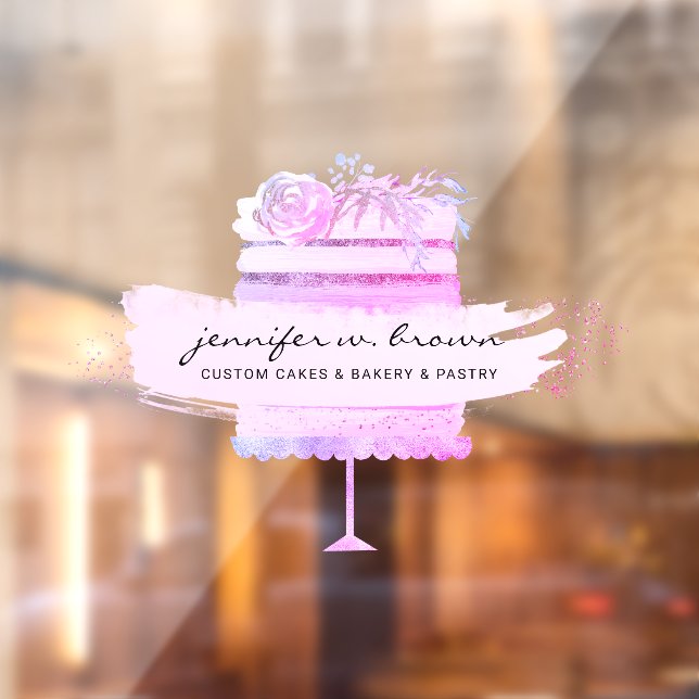 Autocollant Pour Fenêtre Pâtisserie Pâtisserie Pink Bakery Parties scintill (Feuille 2)