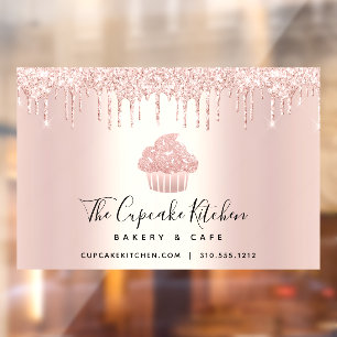Autocollant Pour Fenêtre Pâtissière Boulangerie Cupcake Chef Rose Drips Pai