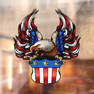 Autocollant Pour Fenêtre Patriotique American Bald Eagle USA Flag Crest Sho