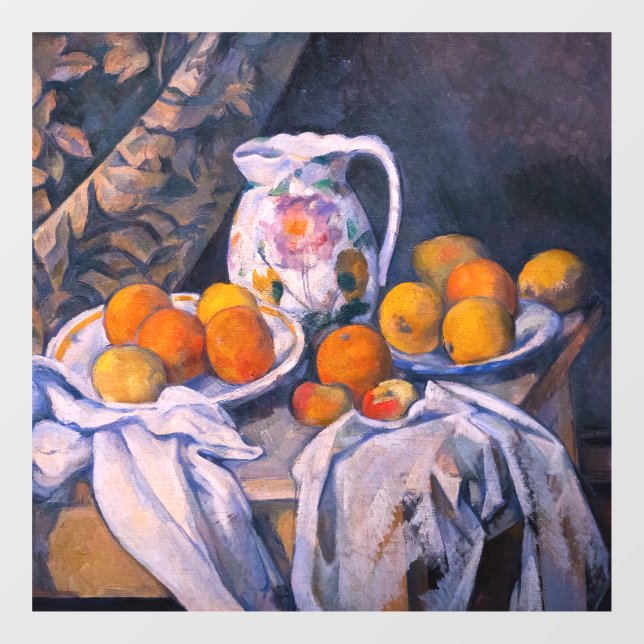 Autocollant Pour Fenêtre Paul Cezanne - La vie morte avec un rideau (Feuille)