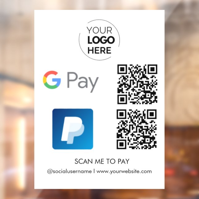 Autocollant Pour Fenêtre Paypal Google Pay Code QR Paiement | Analyser pour (Feuille 2)