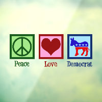Peace Love Democrat Donkey Cute Blue