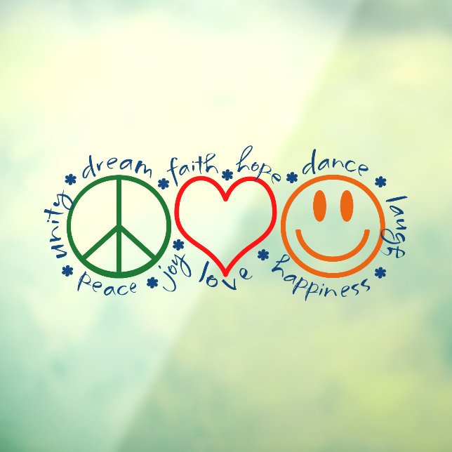 Autocollant Pour Fenêtre Peace Love Smile (Feuille 3)