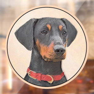 Autocollant Pour Fenêtre Peinture allemande Pinscher peinture art animal or