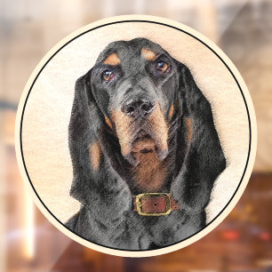 Autocollant Pour Fenêtre Peinture de Black & Tan Coonhound - Art original d