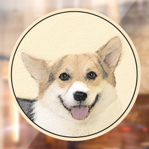 Autocollant Pour Fenêtre Peinture de Corgi Gallois de Pembroke - Art Canin 