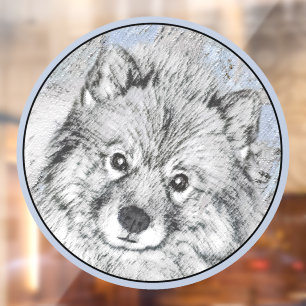 Autocollant Pour Fenêtre Peinture de Keeshond Beth - Art original de chien