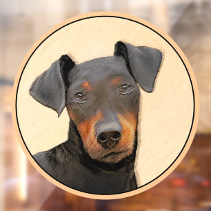 Autocollant Pour Fenêtre Peinture de Manchester Terrier Art Animalier Origi