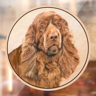 Autocollant Pour Fenêtre Peinture de Sussex Spaniel - Jolie œuvre d'art ori