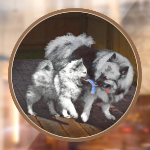 Autocollant Pour Fenêtre Peinture Keeshond Playtime - Jolie art original ch