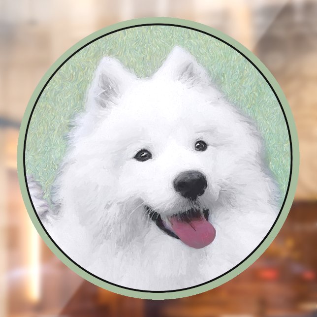 Autocollant Pour Fenêtre Peinture Samoyed - Cute Original Chien Art (Feuille 2)