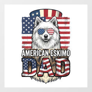 Autocollant Pour Fenêtre Père Esquimau Américain Patriotique Chien Vintage