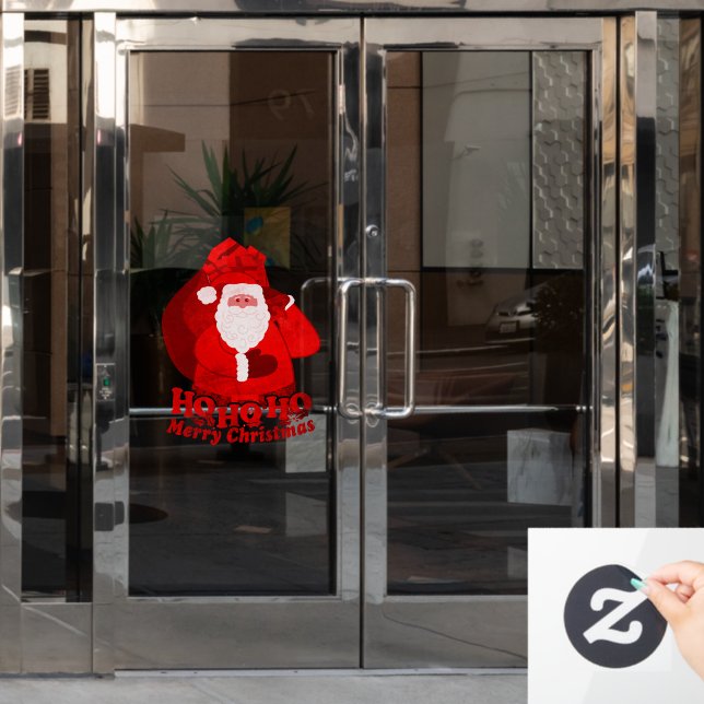 Autocollant Pour Fenêtre Père Noël Ho ho ho Joyeux Noël rouge (Porte de bureau)