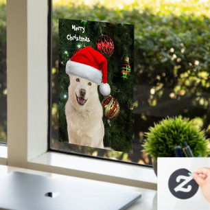 Autocollant Pour Fenêtre Père Noël Paws - Crystal the Husky Dog Christmas