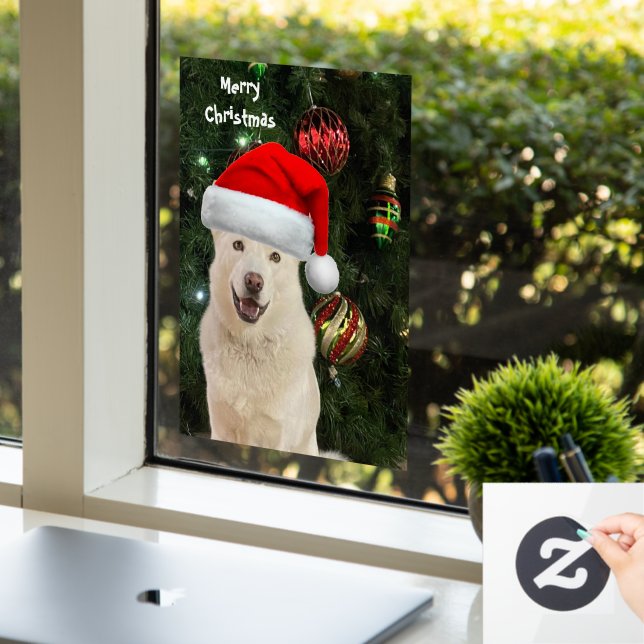 Autocollant Pour Fenêtre Père Noël Paws - Crystal the Husky Dog Christmas (Bureau)