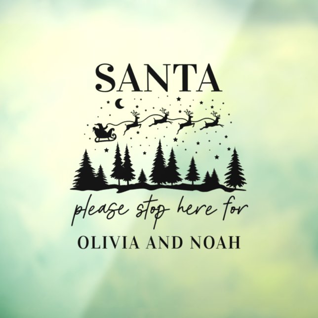 Autocollant Pour Fenêtre Père Noël s'arrêter ici personnalisé Noël moderne  (Feuille 3)