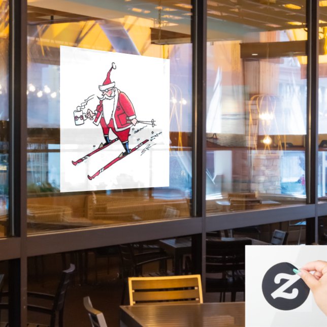 Autocollant Pour Fenêtre Père Noël Skiing fenêtre blanche agrafe (Fenêtre du restaurant)
