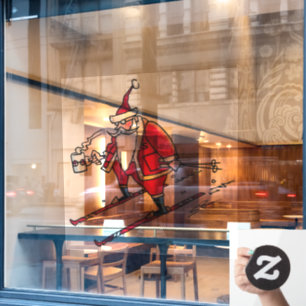 Autocollant Pour Fenêtre Père Noël Skiing lg voir-à-la fenêtre agrafer le m