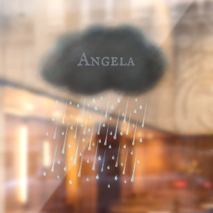 Autocollant Pour Fenêtre Personnalisé Gris Stormy Pluie Nuage Whimsical mou