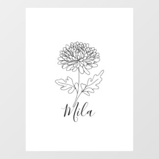 Autocollant Pour Fenêtre Personnalisé Novembre Chrysanthemum Fleur de naiss
