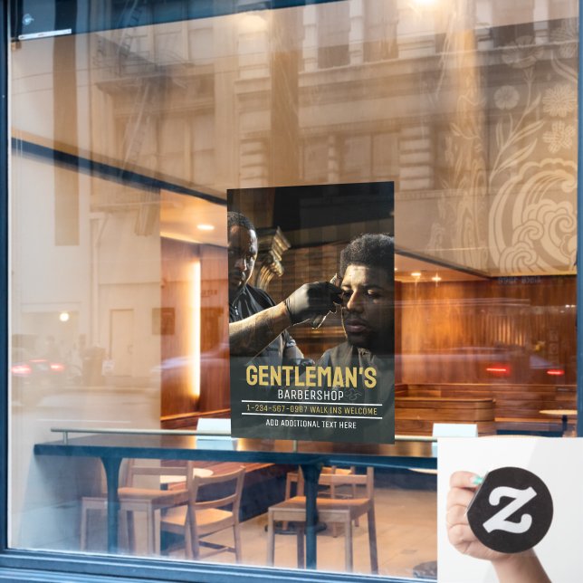 Autocollant Pour Fenêtre Personnaliser African American Barbershop Business (Fenêtre de café)
