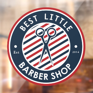 Autocollant Pour Fenêtre Personnaliser Barber Shop Ciseaux Pole Colors Entr