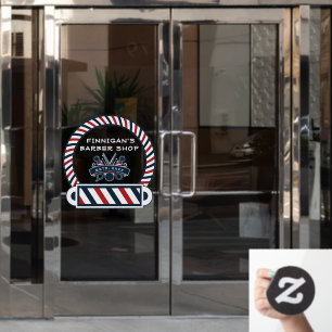 Autocollant Pour Fenêtre Personnaliser Barber Shop Pole Couleurs avant