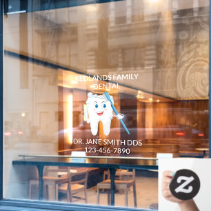 Autocollant Pour Fenêtre Personnaliser Clinique dentaire Joyeuse brosse mol