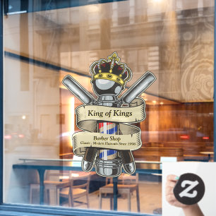 Autocollant Pour Fenêtre Personnaliser Couronne Royale Barber Shop 2