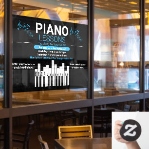 Autocollant Pour Fenêtre Personnaliser Cours de piano Musique Professeur Ja