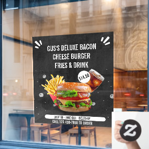 Autocollant Pour Fenêtre Personnaliser Deluxe Burger Fries Drink Restaurant