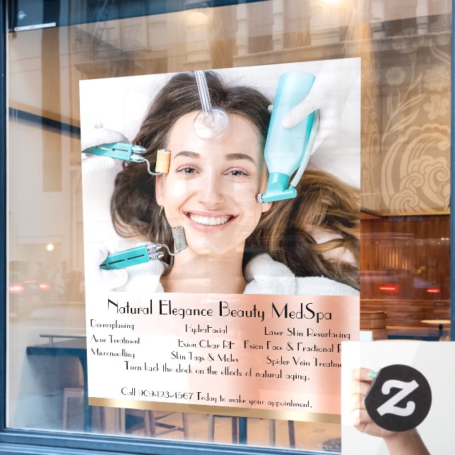 Autocollant Pour Fenêtre Personnaliser détaillée Med Spa Beauté Traitement  (Fenêtre de café)