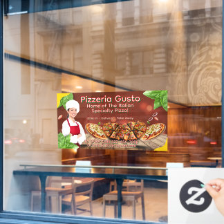 Autocollant Pour Fenêtre Personnaliser Femme Chef Pizza Restaurant Promotio
