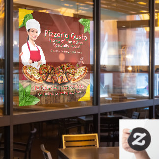 Autocollant Pour Fenêtre Personnaliser Femme Chef Pizza Restaurant Promotio