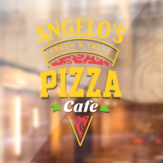 Autocollant Pour Fenêtre Personnaliser Frais Pizza Cafe Restaurant (Feuille 2)