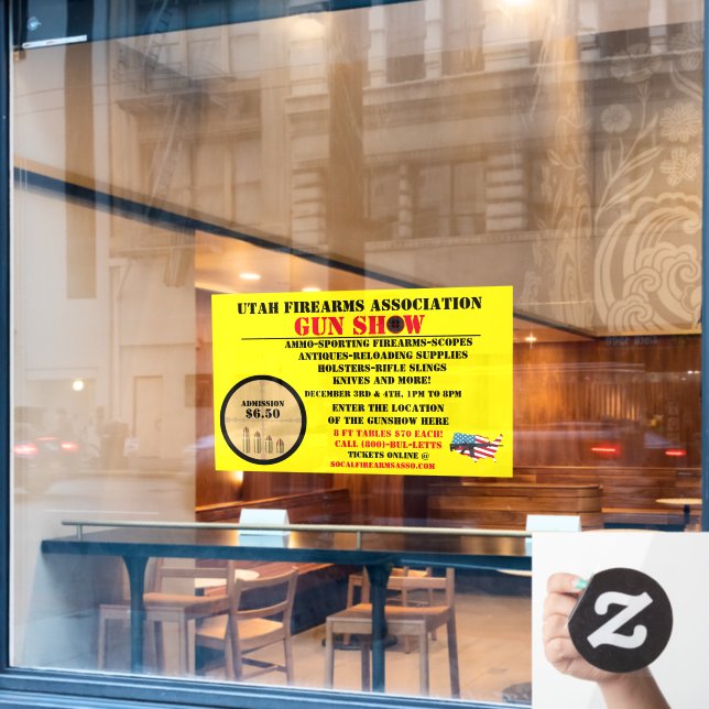 Autocollant Pour Fenêtre Personnaliser Générique Gun Show événement Icône d (Fenêtre de café)
