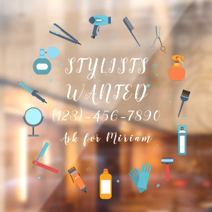 Autocollant Pour Fenêtre Personnaliser Hair Salon Styliste Recherché Shop S